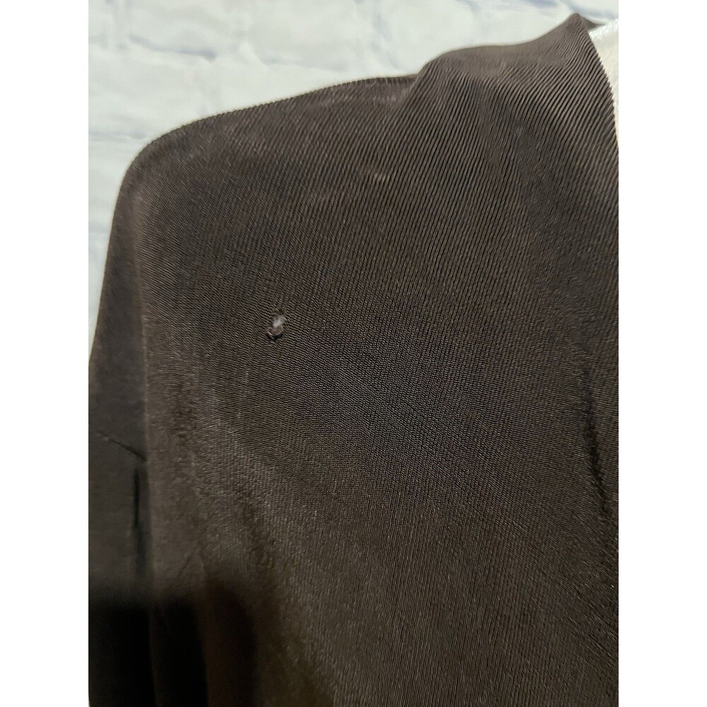 Chico's Travelers Faux Wrap Top Chocolate Brown Slinky Knit Shirt Size 2/L/12 - Picture 3 of 9
